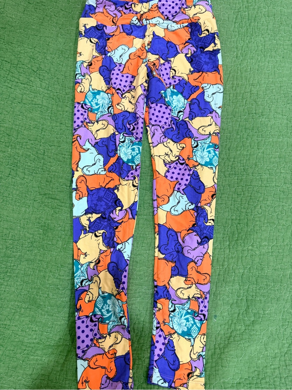 LuLaRoe Multicolor Elephant Print Leggings - Purple, Orange, Yellow, Blue, Teal